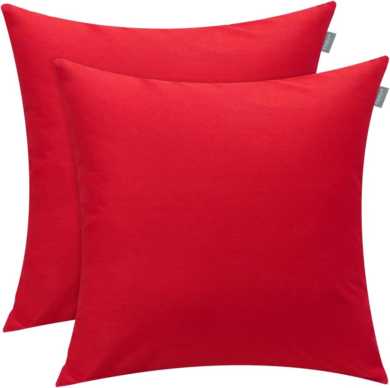 2 Pack 100% Cotton Solid Decorative Square Throw Pillow Covers Christmas DIY Throw Pillowcase Blank Sublimation Pillow Cases Heat Transfer Pillow Covers Christmas Red Cushion Cover(18x18 inch)